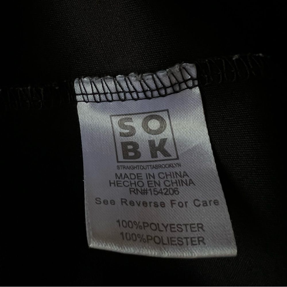 SOBK Straight Out Of Brooklyn Jacket Black Snap Up Zipper Pockets Lπ - Picture 6 of 7